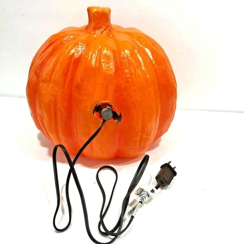 Halloween Pumpkin Blow Mold Sinister Evil Jack O Lantern 11 X 10 X 7 Vintage